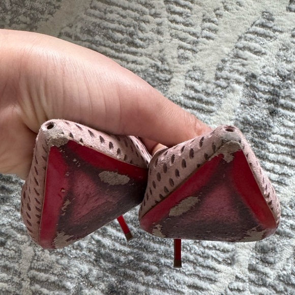 Christian Louboutin Perforated Tan Heels - Picture 7 of 14